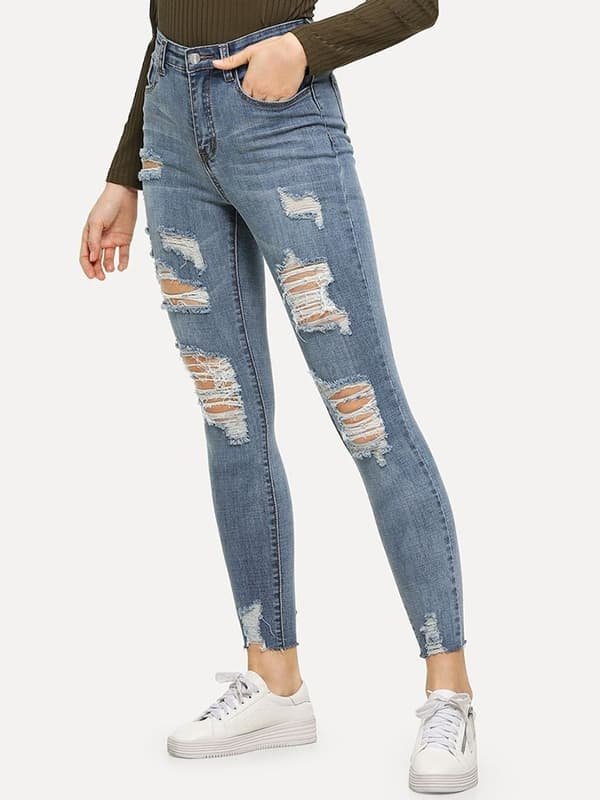 women ripped jeans